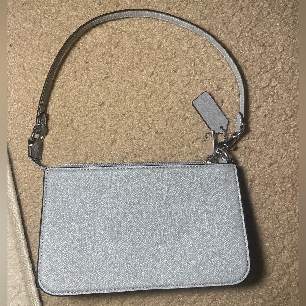 Coach 🩶🩵 mini Grey Blue Signature Canvas Pouch bag wristlet purse NWOT - Picture 12 of 15